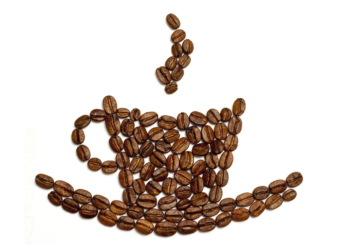 Coffee beans in mug shape
